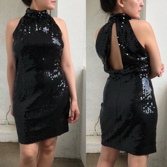 Niteline Dresses & Skirts - NITE Line Sequin High Neck Black Dress